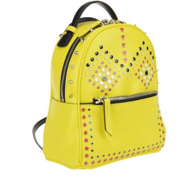 RARE Les Petits Joueurs Micro Mick Mask Studded Backpack Yellow - Picture 1 of 12
